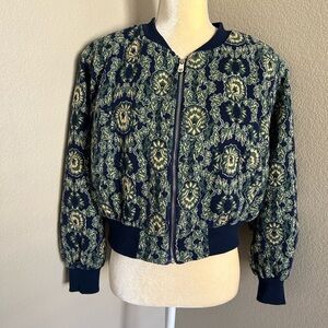 Cider Women's Patterned Jacket - Navy and Green size L